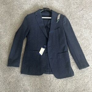 Heathered knit blazer, blue, M